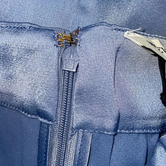 NWT Weworewhat slate blue satin charmeuse slip cowl midi dress spaghetti straps - Picture 12 of 14